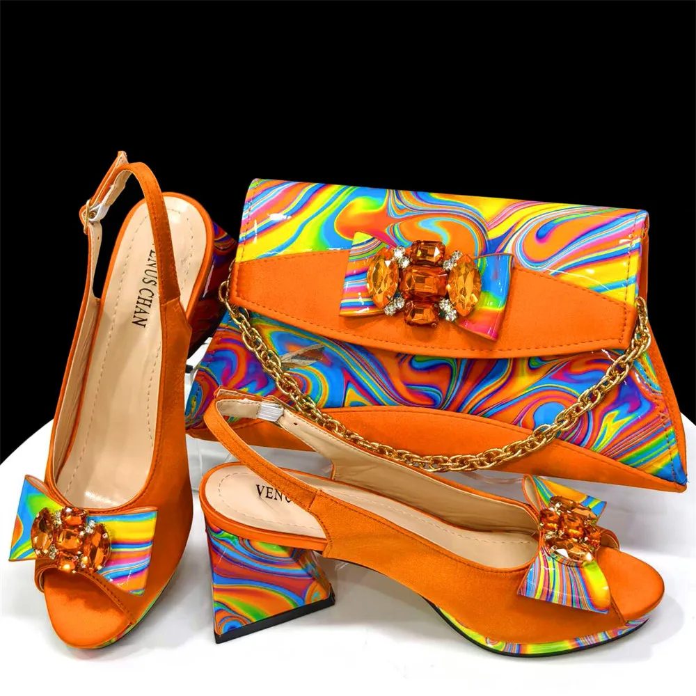 

Italian Style Women Banquet Shoes And Bag With Rhinestone Decoration Three-Dimensional Small Bag Match Women High Heels