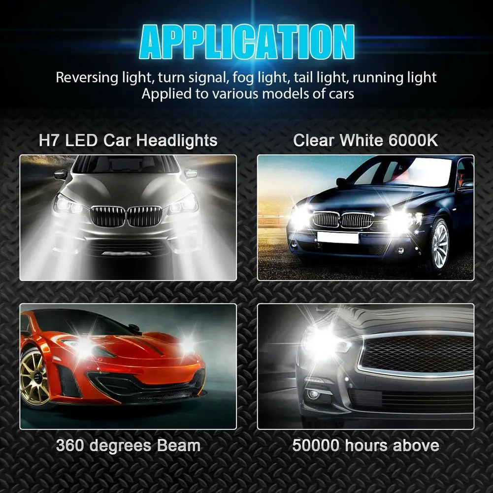 Led Headlights 2pcs H7 Car Fog Light Bulbs High Low Beam 110w 30000lm 6000k White For Vehicles