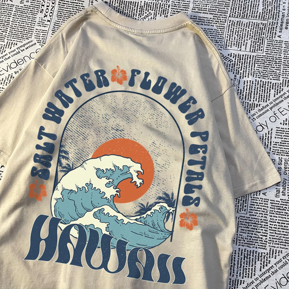 남성용 아름다운 바닷물 꽃잎 패턴 티셔츠, 캐주얼 티 의류, 편안한 땀, 여름 상의, 빈티지 루즈 티셔츠 Best5 남성용 아름다운 바닷물 꽃잎 패턴 티셔츠, 캐주얼 티 의류, 편안한 땀, 여름 상의, 빈티지 루즈 티셔츠 Best5