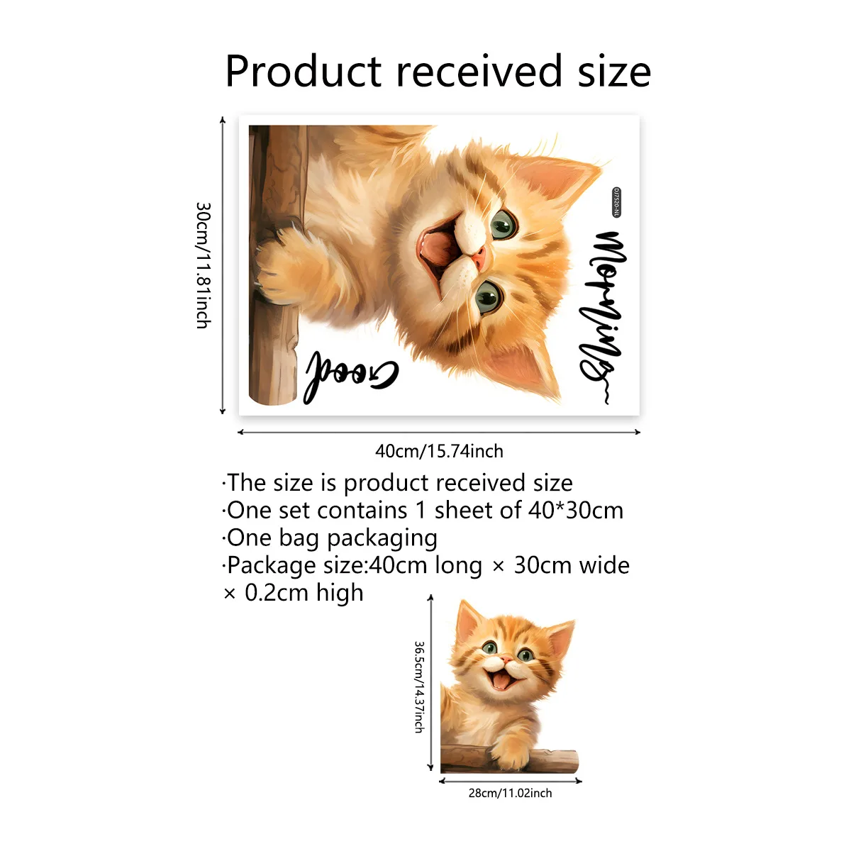 Cute Cat Electrostatic Window Sticker Double Sided Visible Self-Adhesive Home Decor