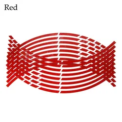 Vibrant Reflective Wheel Stickers & Decals Set for Motorcycles and Bikes (Red)