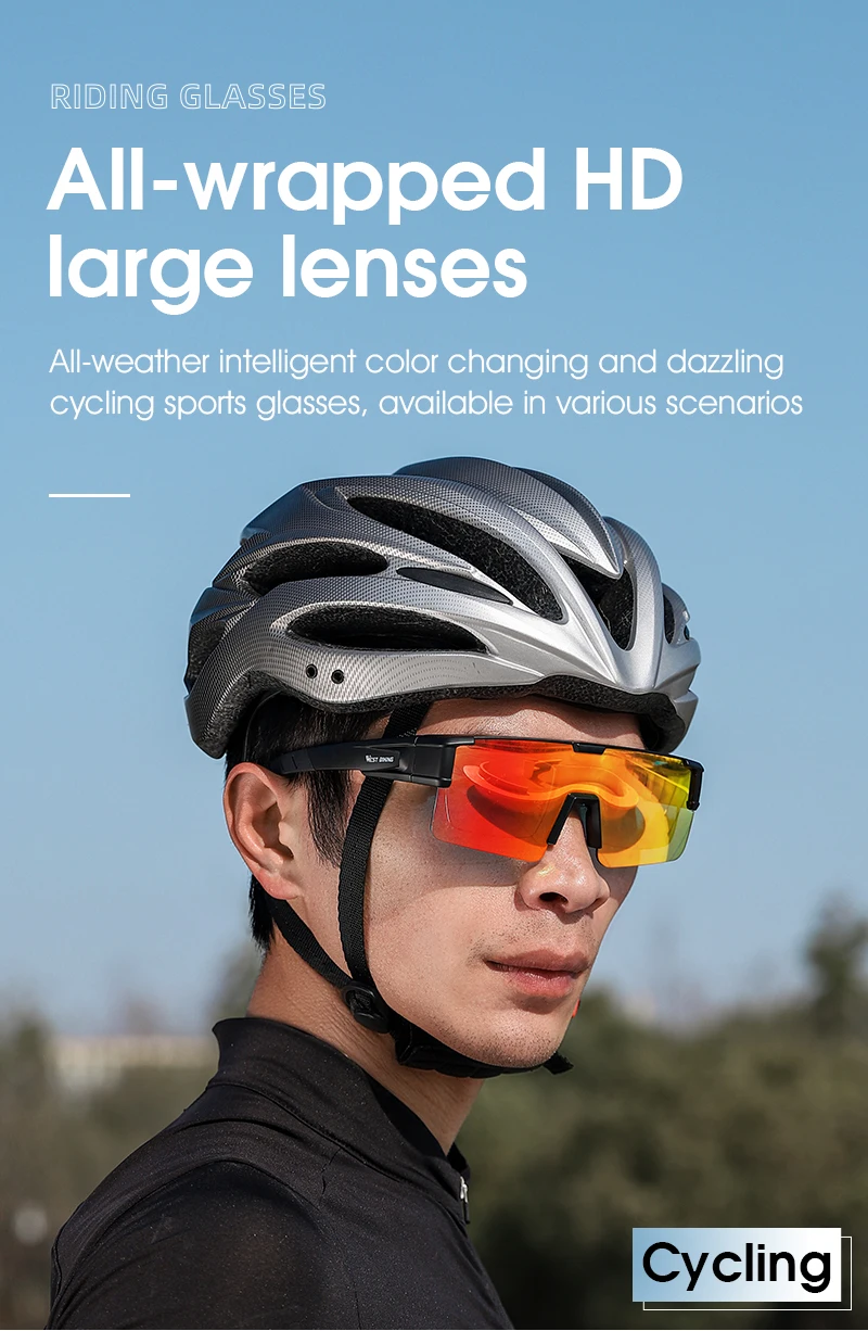 WEST BIKING Photochrome Sonnenbrille UV400 Blendschutz Überbrille für Kurzsichtige Radfahren Outdoor Fahren Leichte Sportbrille – Detail 7