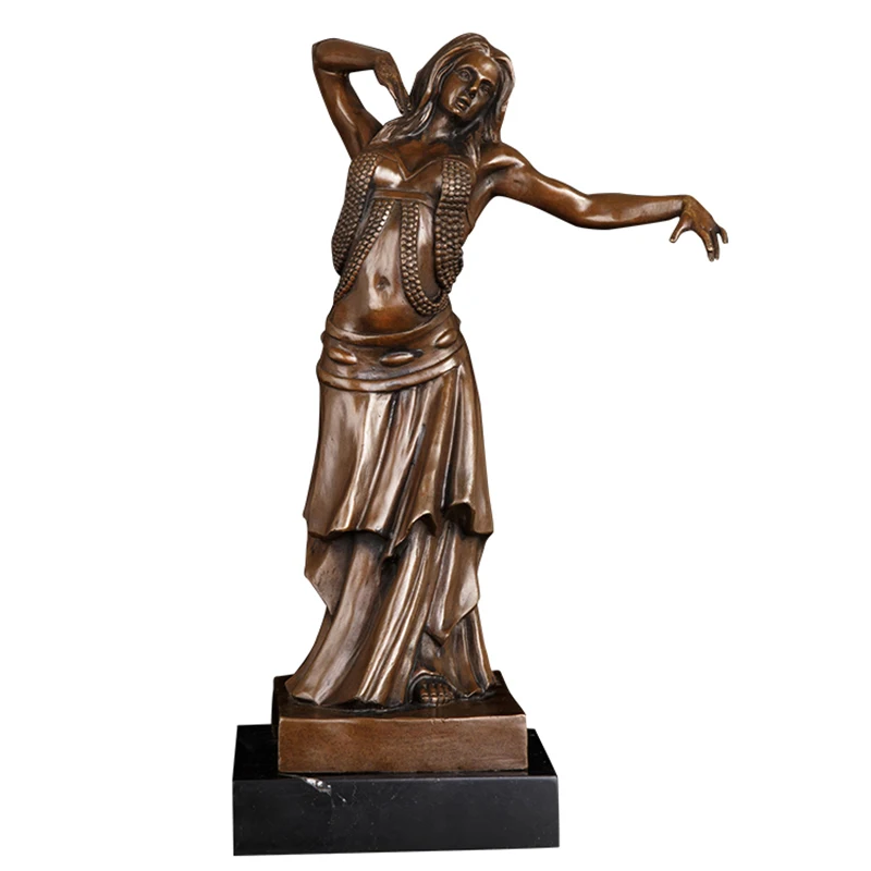 

PY-596 European Bronze Beauty Lady Art Ornament Table Decoration Bronze Dancer Woman Statue Copper Sculpture minority Girl