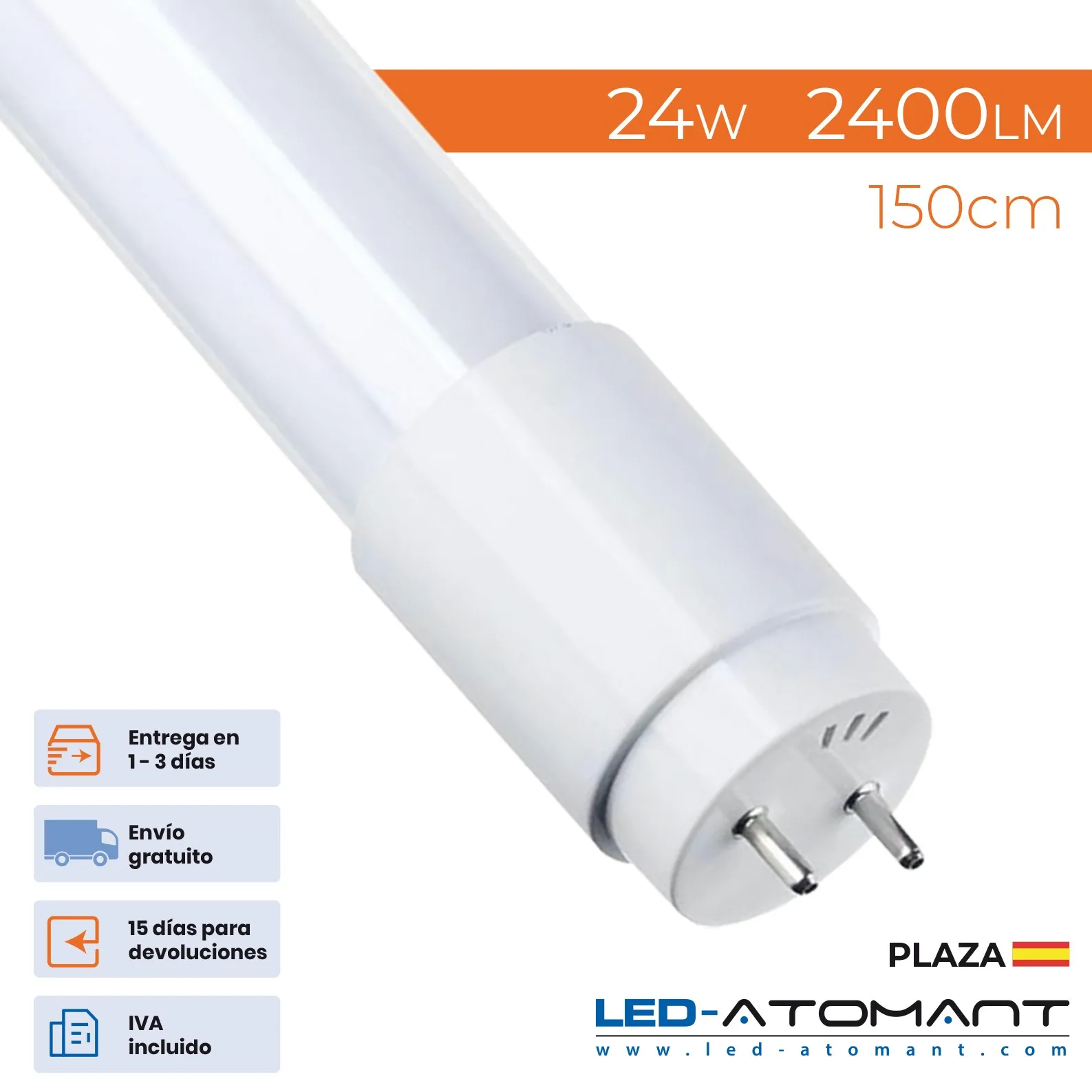 Tube LED T8 150cm 24W avec starter