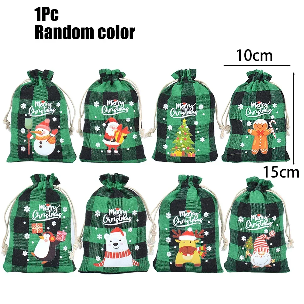 Flannel Christmas Gift Bag,Drawstring Gift Bags For Christmas Presents,Buffalo Plaid Red And Black Cloth Christmas Stockings Bags,Reusable Christmas Gift Sacks For Christmas Gift Treats Party Favors - View #5