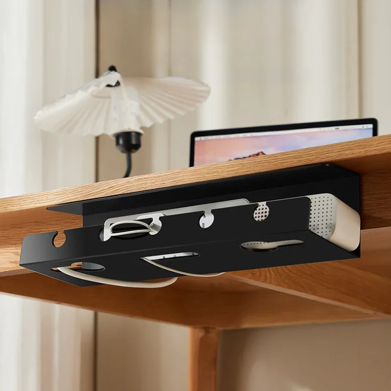 Under Desk Cable Organizer Rack Socket Cord Fixed Storage Slot Computer Desk Plug Fixing No Punching