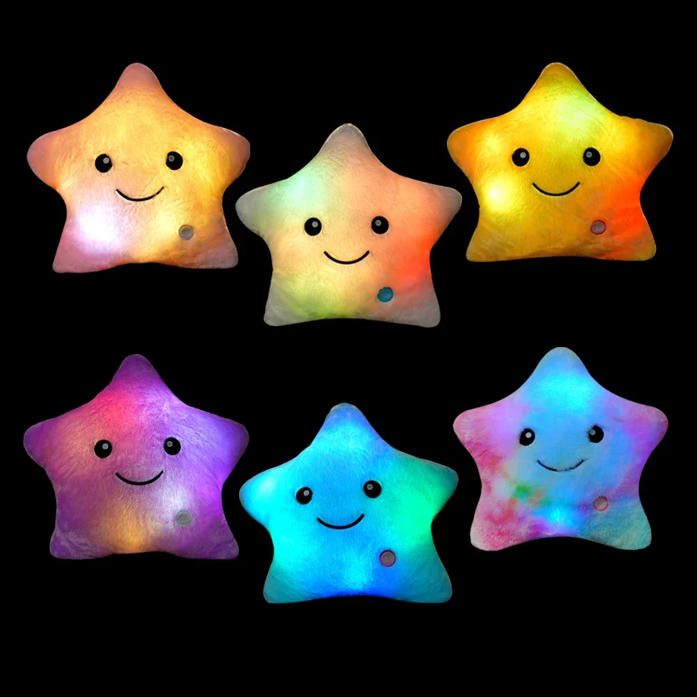 Luminous Pillow Soft Stuffed Plush Glowing Colorful Stars Cushion Led Light Creative Toy Gift For Kids