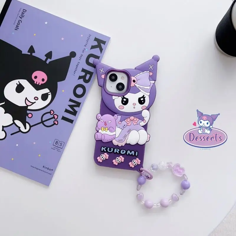 

Sanrio New Kuromi Phone Case Kawaii Apple Applicable To Iphone 14/13/12/11 Series Silicone Fall Protection Shell Free Pendant