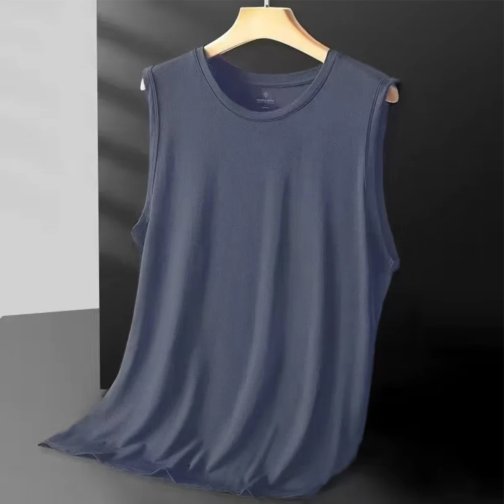 

Mens O-neck Breathable Sleeveless T Shirts Undershirts Ice Silk Vest Tank Tops