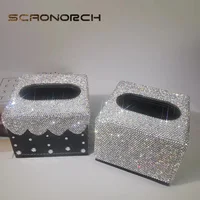 Sparkling Diamond Tissue Box Rectangle Paper Towel Holder Desktop Napkin Holder Storage Container Kitchen Bathroom Tissue Boxes 1