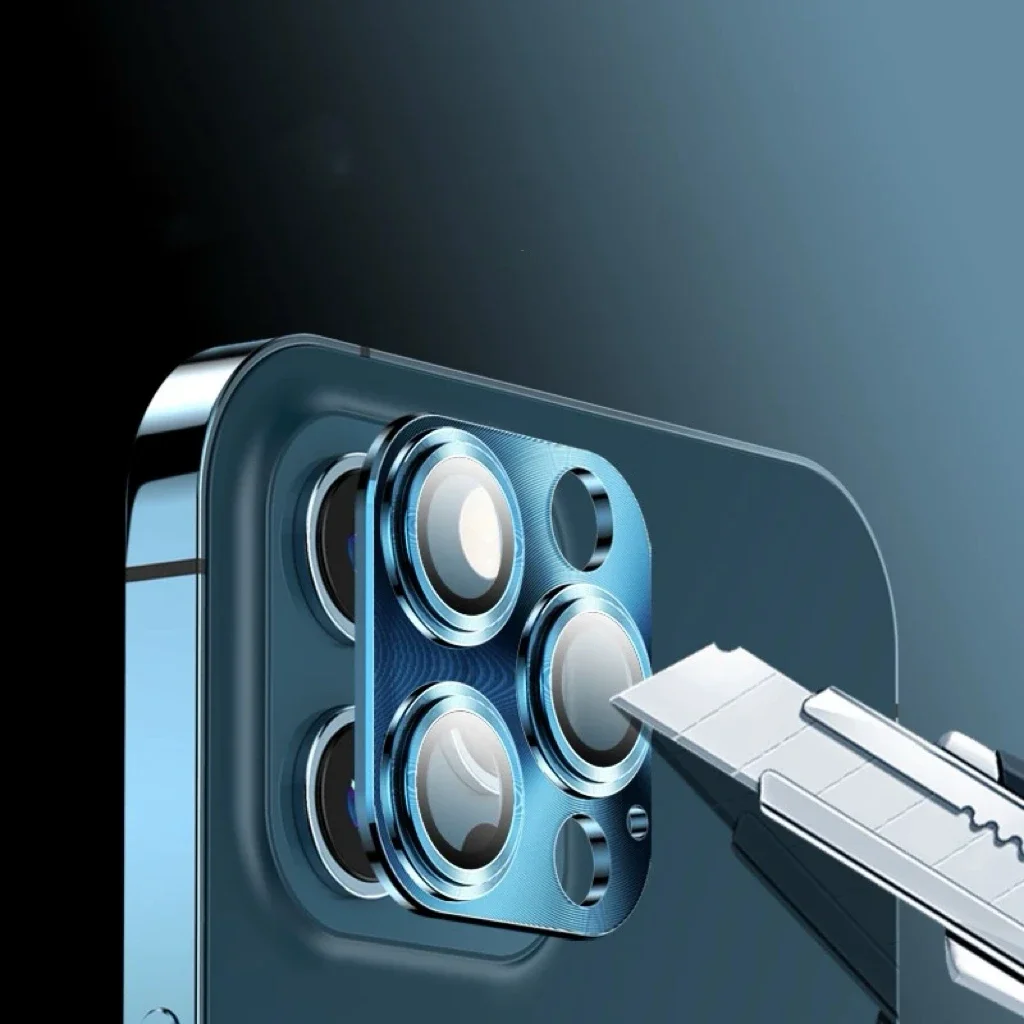Premium Metal Full Cover Camera Lens Protector with Integrated Tempered Glass Rear Film