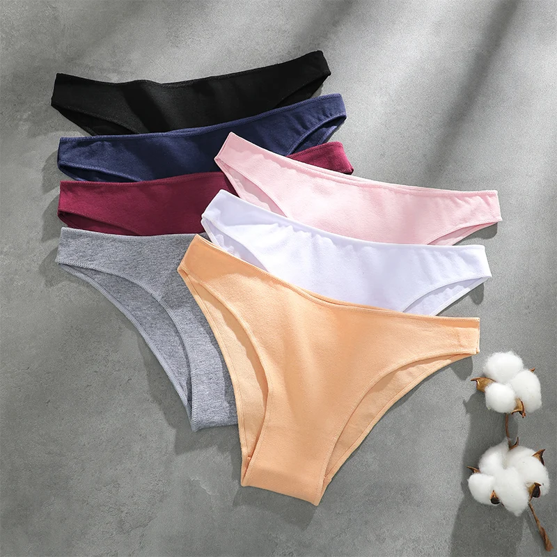4PCS 이음매없는 코튼 팬티 여성 솔리드 컬러 브리프 섹시 로우 웨이스트 팬티 여성 통기성 속옷 여성용 스트레치 팬티