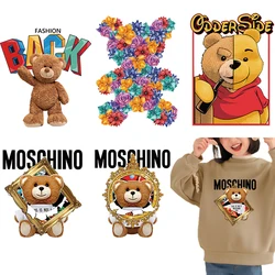 New fashion Teddy Bear Iron on transfer for Children clothing Picture Frame dtf transfers ready to press Heat Transfer Printing