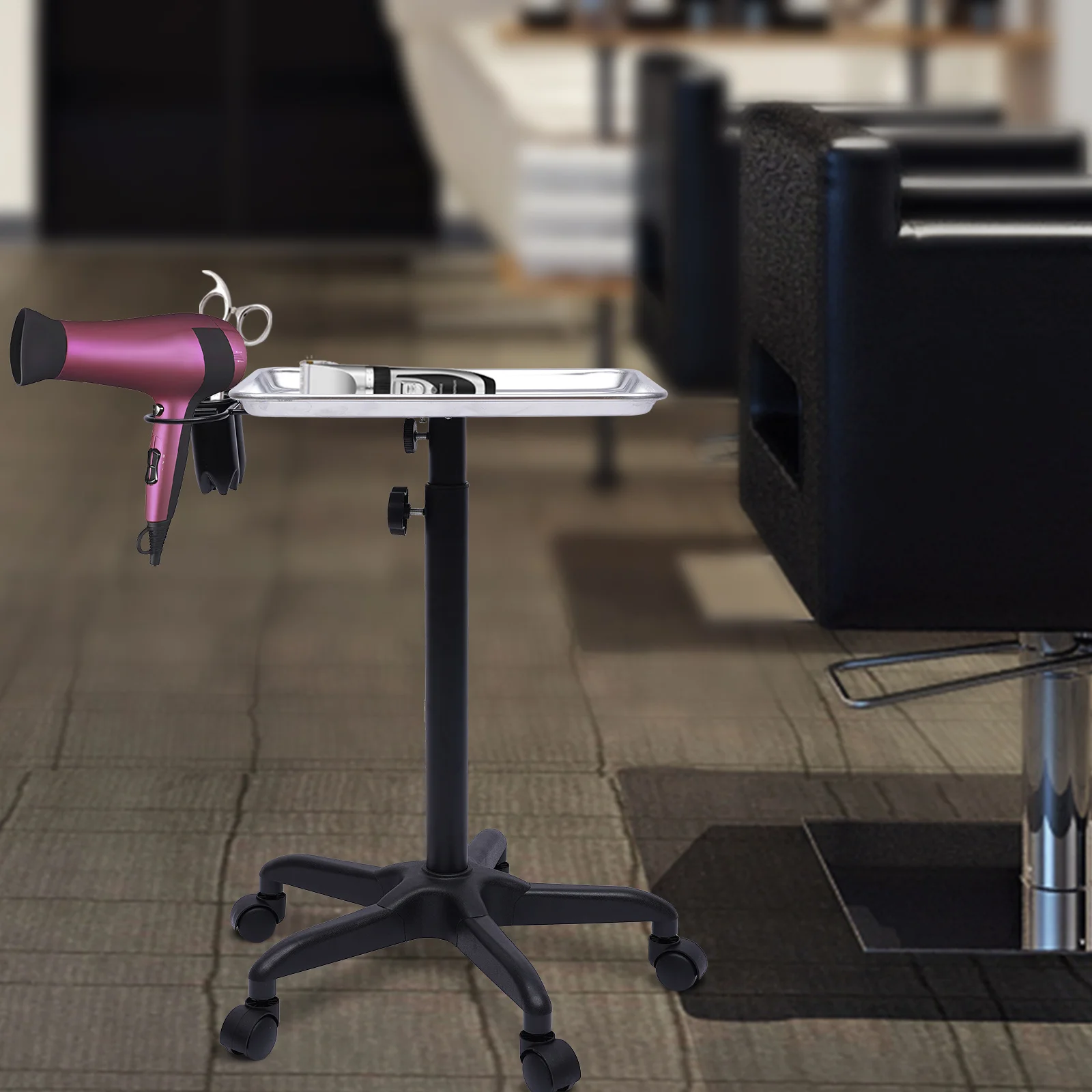 Description Picture 3 of itemSalon Trolley Storage Cart Beauty Hair Dryer Stylist Tools Barber Equipment Tray Adjustable Height