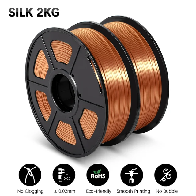 GOHIGH 2 Rolls PETG PLA SILK 3D Printing Filament 1.75MM Children Creative Model Material For 3D Pen & Printers SILK Red Copper 2KG