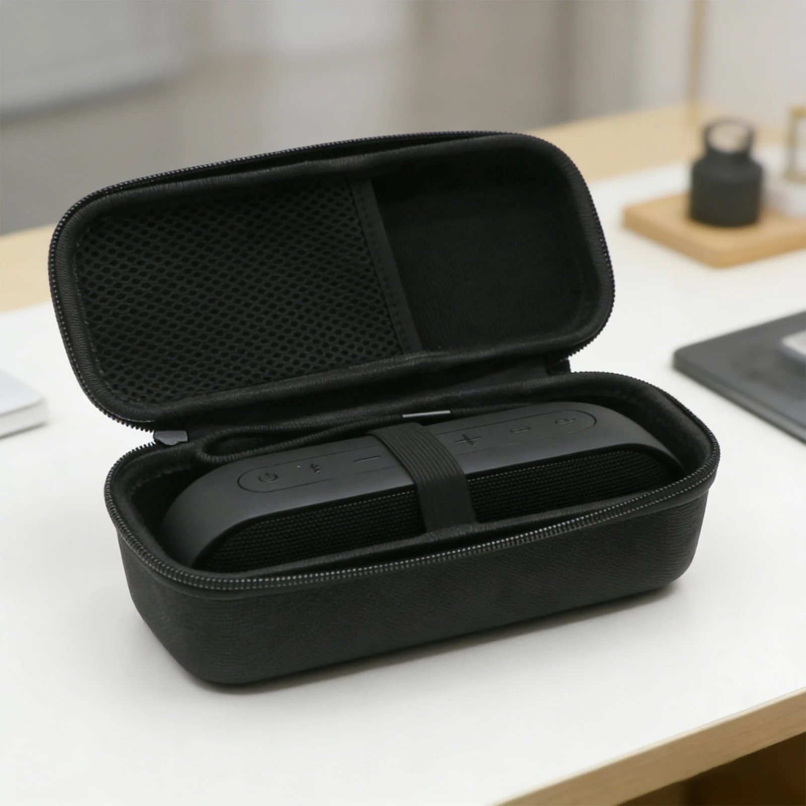 TRIBIT XSound Plus 2용 메쉬 포켓이 있는 EVA 하드 휴대용 케이스 휴대용 커버 보호 가방 충격 방지(스피커는 포함되어 있지 않음)