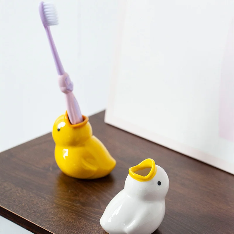 Creative Ceramic Duck Toothbrush Holder Bathroom Organizer Home Decor Art Craft For Kids Adults Ceramic Toothbrush Stand