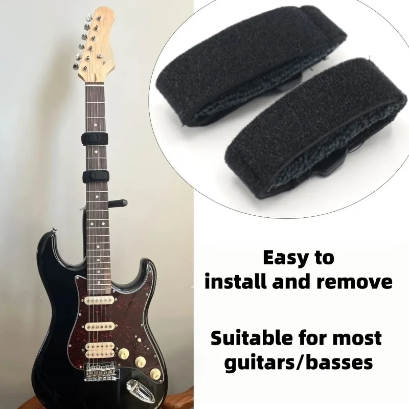 Guitar String Mute Damper Black Mute Band Adjustable Bass Mute Suitable for 7-10 String Guitar/5-10 String Bass Practical