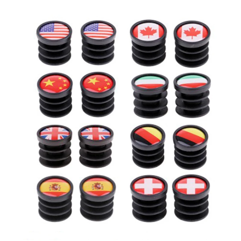 1 Pair Bicycle National Flag Handlebar End Plug For MTB Mountain Road Bike Grips Cap Covers End Stoppers 22mm Diameter