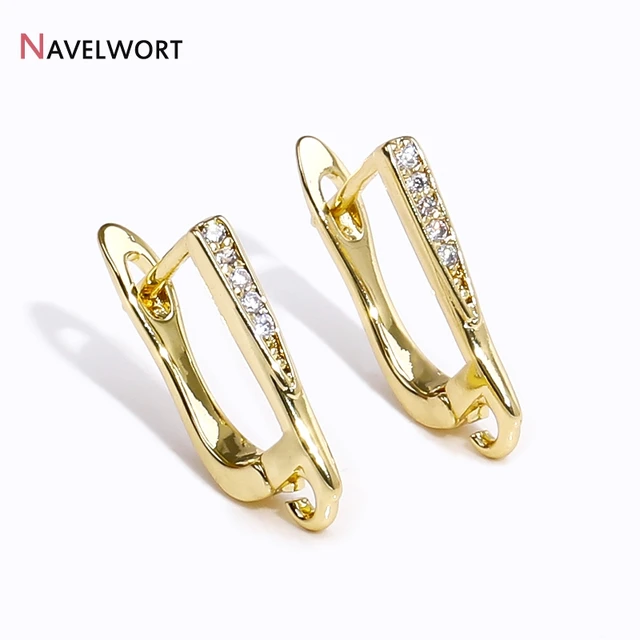 Fermoirs de boucles d'oreilles en Zircon incrusté plaqué or 18 carats, pour raccords de boucles d'oreilles à la mode, accessoires de fabrication de bijoux à faire soi-même, vente en gros 1
