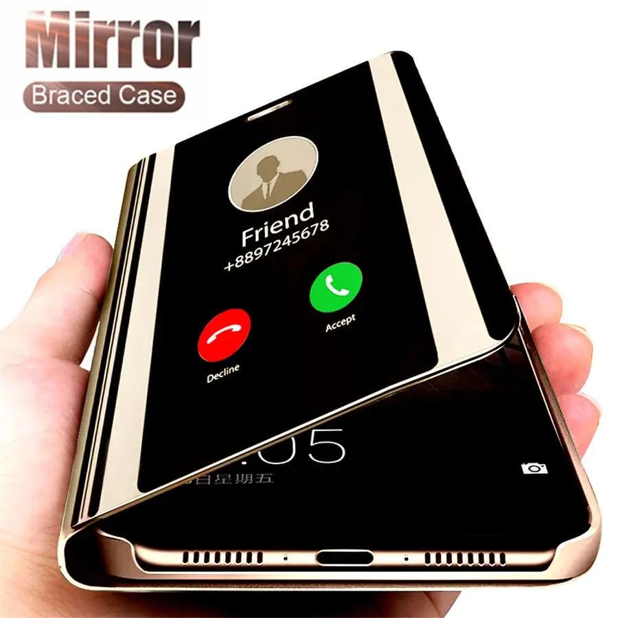 Smart Mirror Flip Case Per Iphone 15 14 13 12 11 Pro Max Stand Cover Per Iphone 11 12 13 Mini 14 Plus 15 Pro Max Coque Fundas