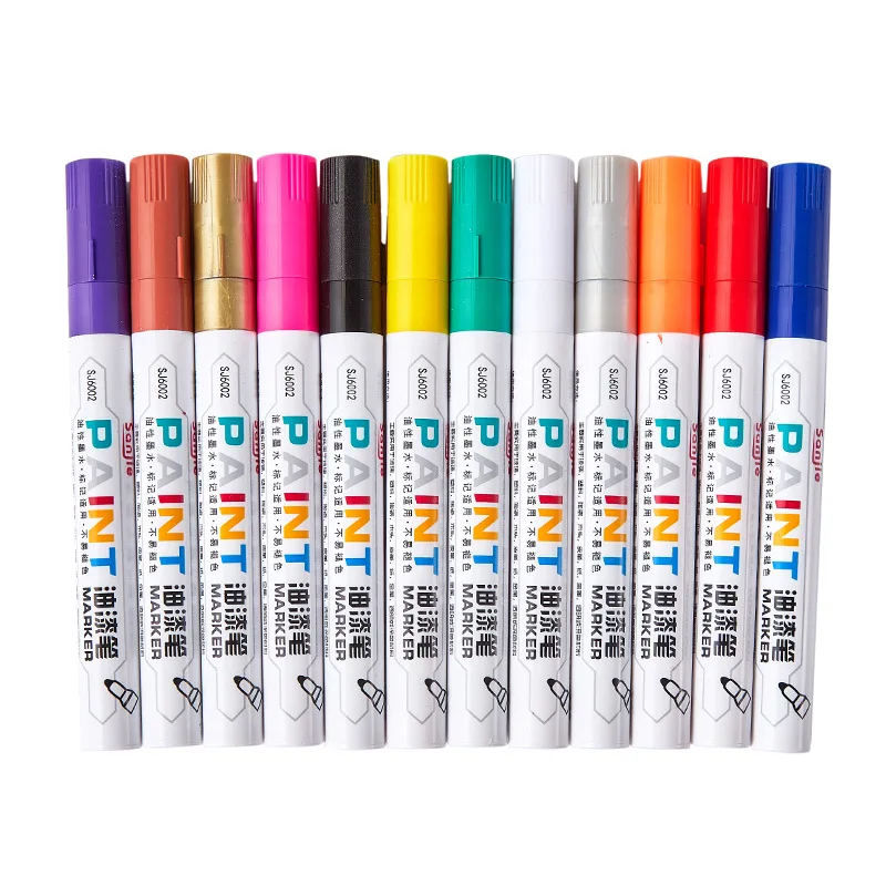 Color Marker Pens White Waterproof Car Tyre CD Metal Permanent Oily DIY Art 12 Color