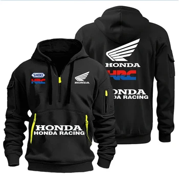 L'abbigliamento da uomo autunno e inverno di Honda Racing presenta felpe con cappuccio dal design multi-cerniera, abbigliamento sportivo casual e cappuccio ampio 1