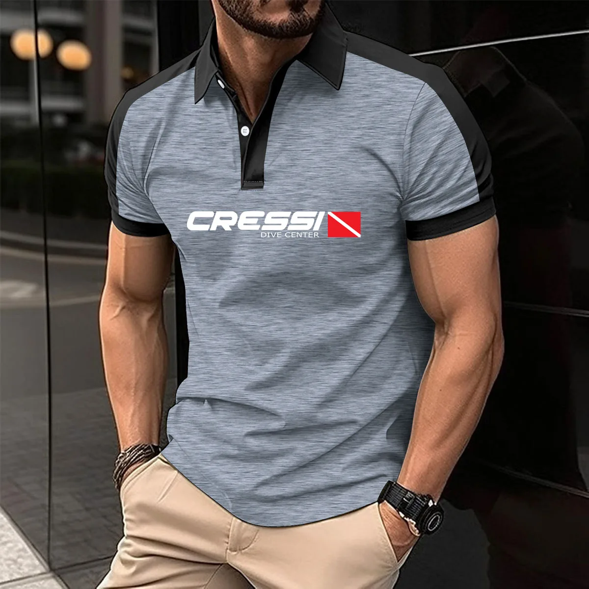 2024 Men's polo shirt Scuba Dive Cressi New cotton Casual patchwork golf shirt summer Hip-hop men's short sleeve top