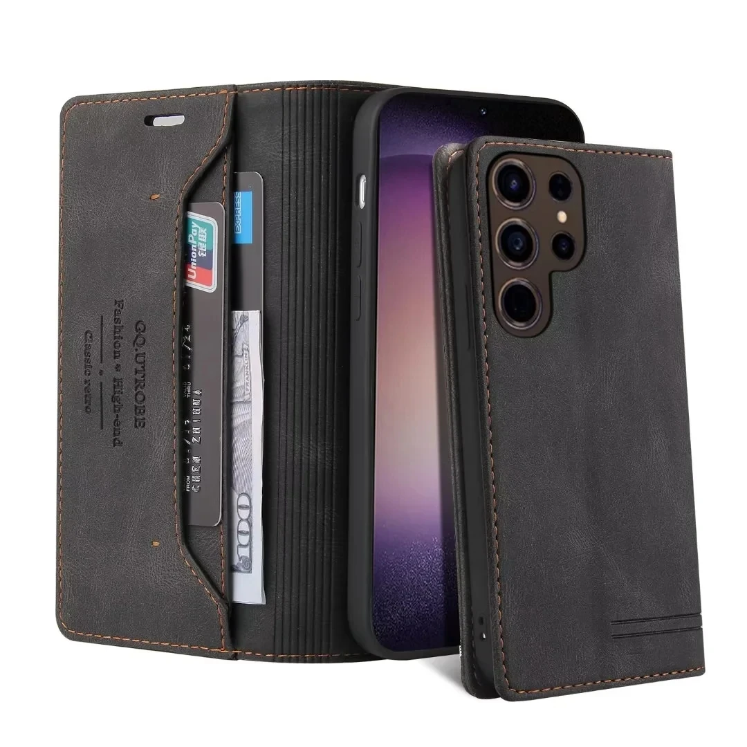 Leather Phone Case Flip Leather Case for Samsung Galaxy S24 Ultra S23 FE S22 S21 Plus A15 A05S A14 A24 A34 A54 A13 A23 A33 A53 5G Card Wallet Cover