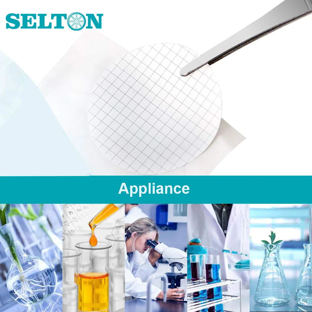 SELTON 25PCS 47mm Sterile MCE Gridded Membrane Filter 0.45um Lab Hydrophilic Filter Paper