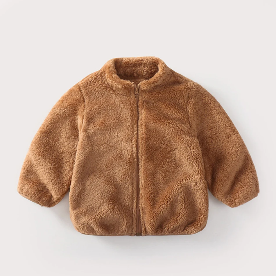 Girls winter coat boys school hooded jacket Children Plush Coats Fleece Lining Unisex Outerwear Boys Girls All Seasons