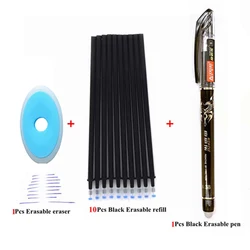 Premium Erasable Gel Pens - Washable Ink in Blue, Black, and Red for School and Office Writing (12Pcs black set)