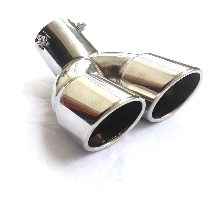 Exhaust Pipe Tip Tail Pipe Muffler Universal 63mm Car Exhaust Pipe Inlet Double-Barrel Rear Tip