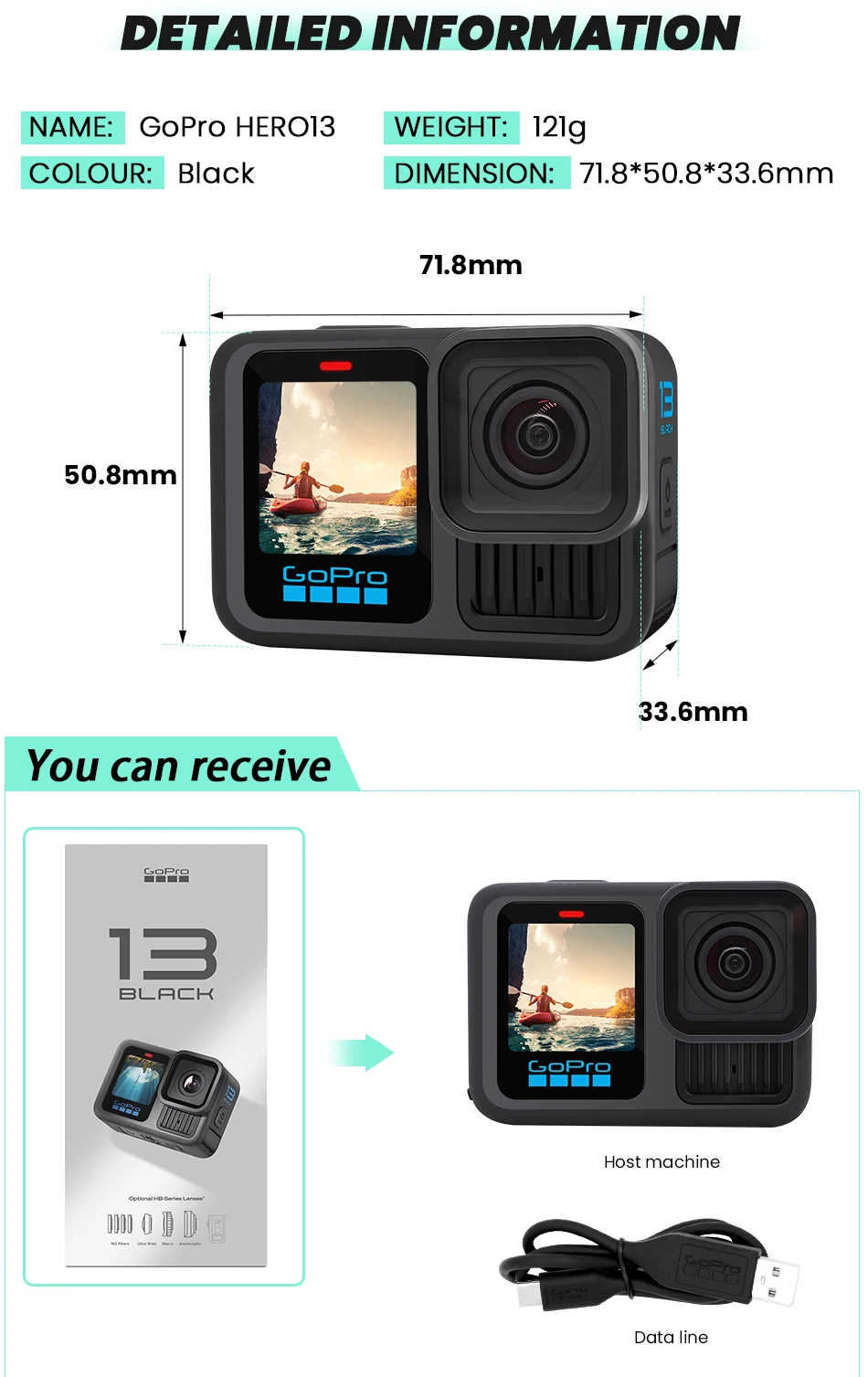 GoPro HERO13 Black Action camera 1900mAh Enduro High Efficiency Battery HyperSmooth 6 Anti Shake 5.3K Video Go Pro Sports Camera