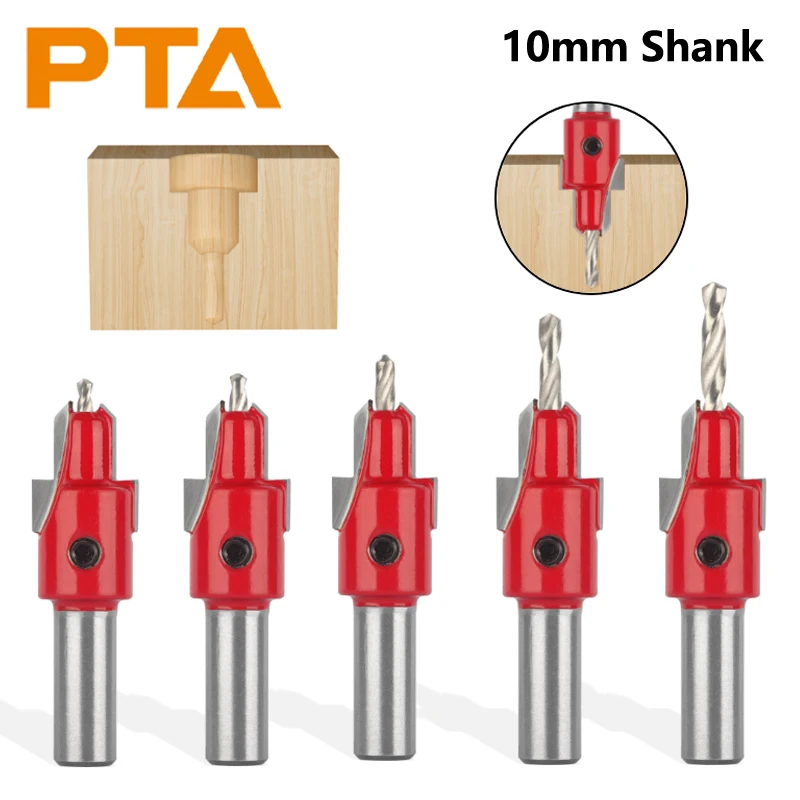 

10MM Shank Red Hss Woodworking Countersink Drill Bits Set Screw Extractor Drill Bit Milling Cutter for Wood Cutters Tools