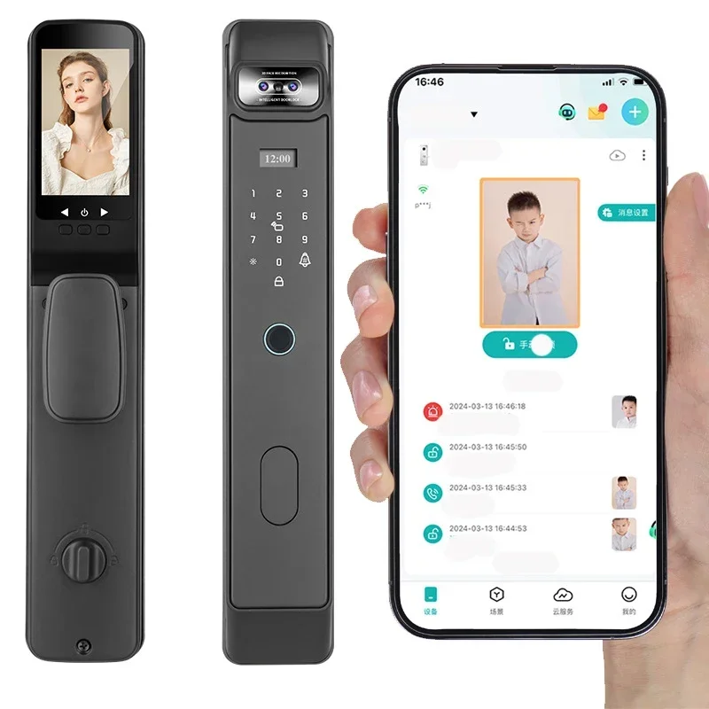 Fingerprint Lock 3D Face Recognition Smart Door Lock WIFI APP Remote Control Home Security Gate Electronic Door