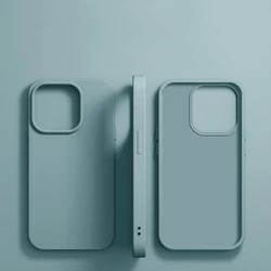 Premium Shockproof Luxury Liquid Silicone Phone Case Cover - iPhone 15 (Light Blue)