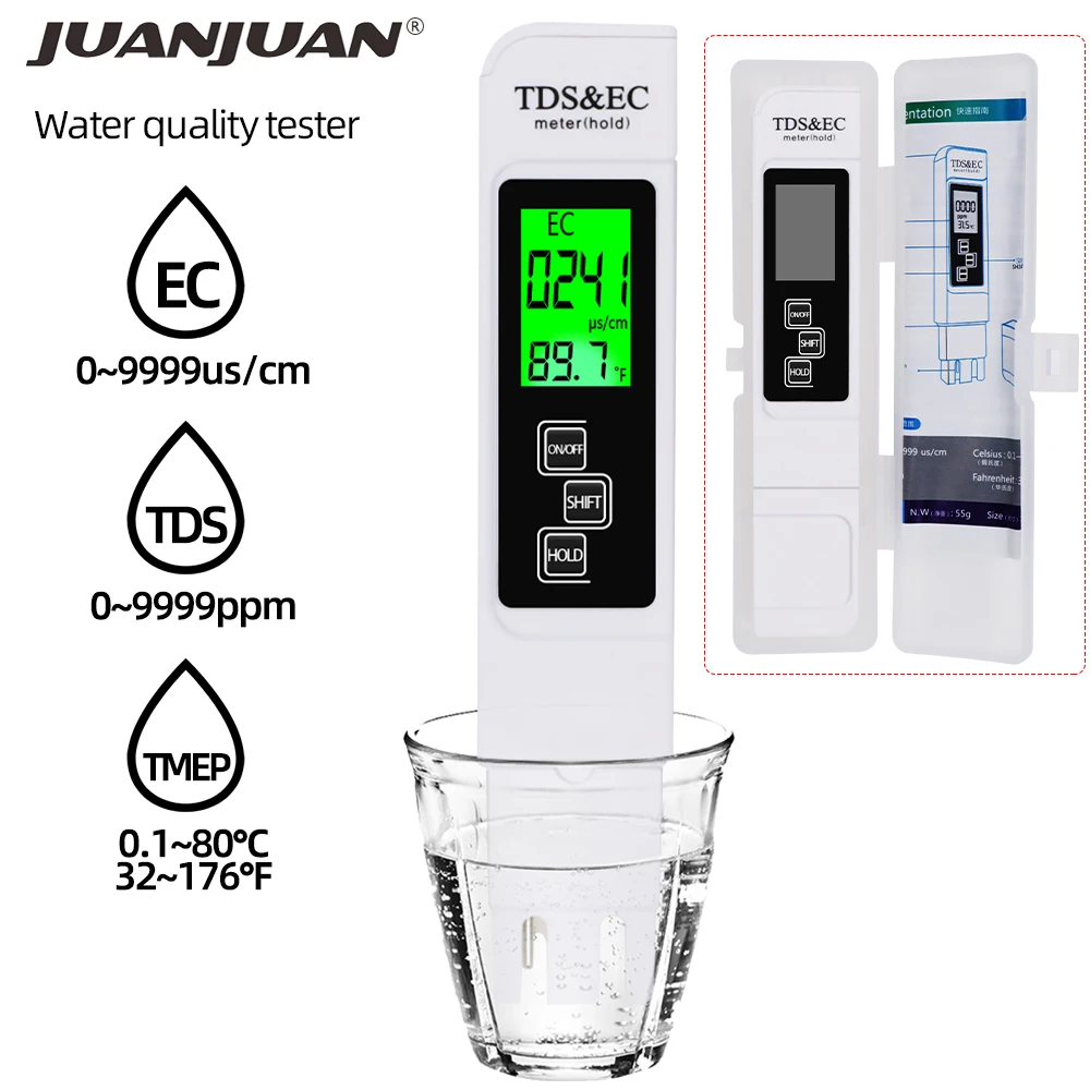 3 In1 Temp EC TDS Meter Digital Water Tester 0-9990ppm High Accuracy Water  Quality Tester Monitor Purity Measure Tool for Pool - AliExpress