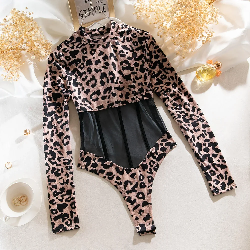 Bodysuit Leopard print tight waistband jumpsuit - Image 6
