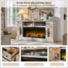 Fireplace TV Stand - Farmhouse Entertainment Center with 42" Electric & LED Lights, Wood Media Console , Antique Brush White 3