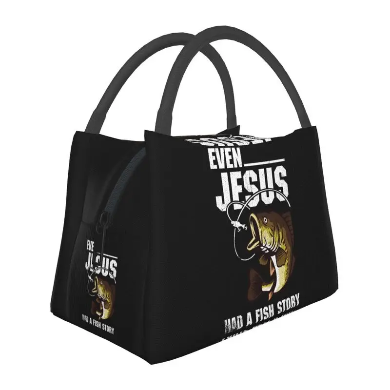 

Funny Fishing Even Jesus Had A Fish Story Insulated Lunch Bags for Camping Travel Leakproof Cooler Thermal Bento Box Women