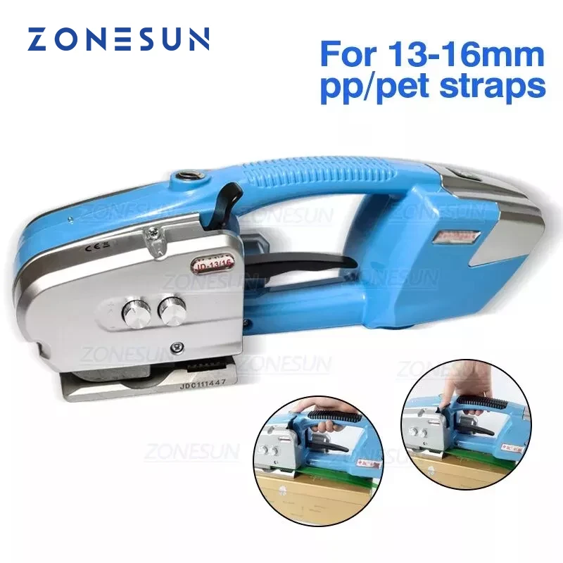 ZONESUN  JD16 Battery Strapping Tools Hand Held PP PET Strapping Machine Plastic Belt Packaging Battery Strap Width13-16mm