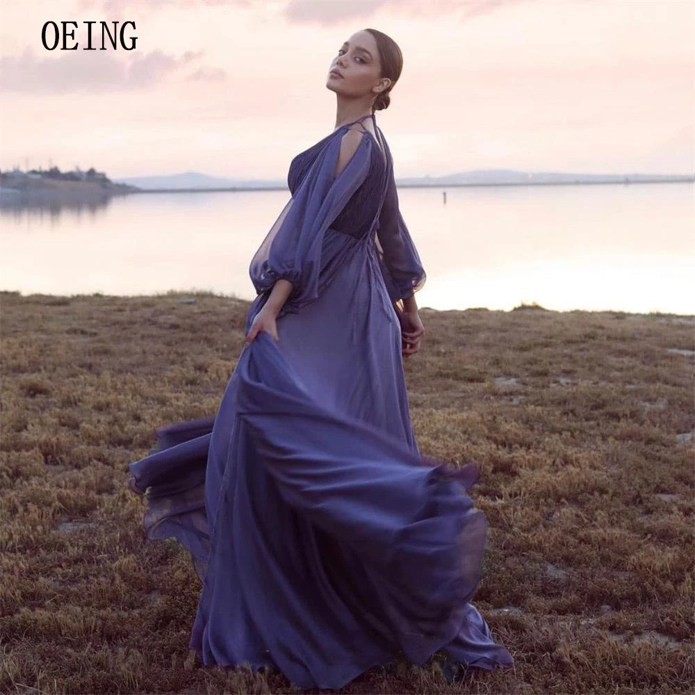 

OEING Elegant Purple Homecoming Dress Chiffon Maternity Bridesmaid Dresses With Full Sleeves Custom Made Fashion Luxury Vestidos
