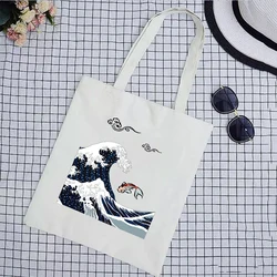 Shopping Bag Tote Bags Ukiyoe Women Canvas Free Shipping Summer Beach Shopper Customizable Woman Cloth Designer Handbags Shoping