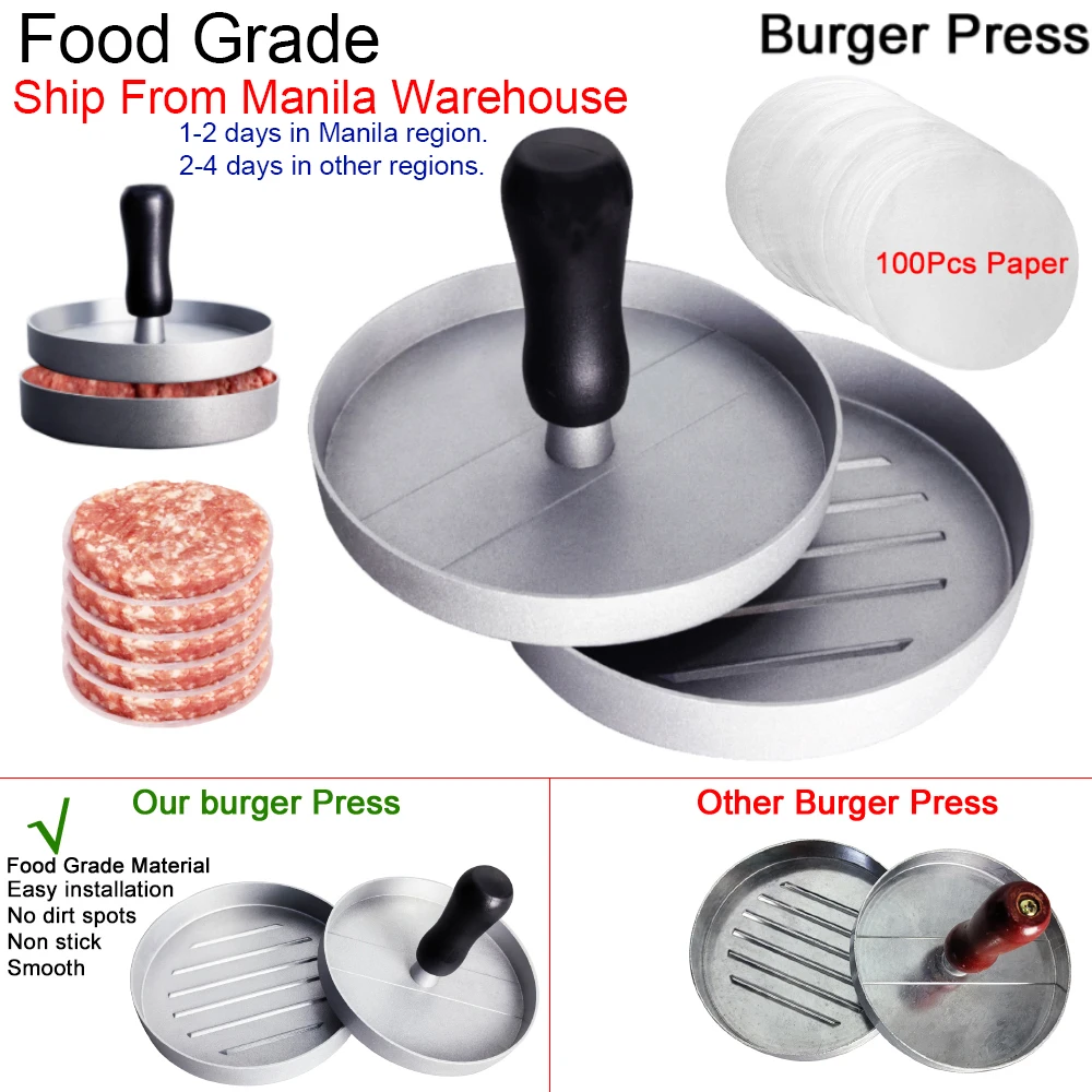 Aluminum Alloy Hamburger Press Sandwich Maker Pie Pasty Patty Maker Round Chopped Meat Pork Poultry Beef