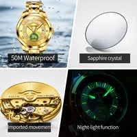 Montres pour hommes OUPINKE en or véritable et jadéite, montres mécaniques de luxe haut de gamme originales pour homme, montre automatique japonaise pour homme 3320 5