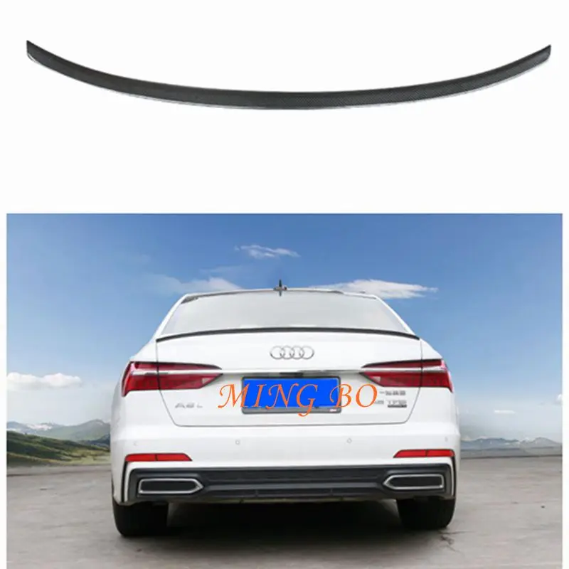 

FOR AUDI A6 C8 Sedan S Style Carbon Fiber FRP unpainted glossy black Forged carbon Rear Spoiler 2019-2020 Trunk Wing