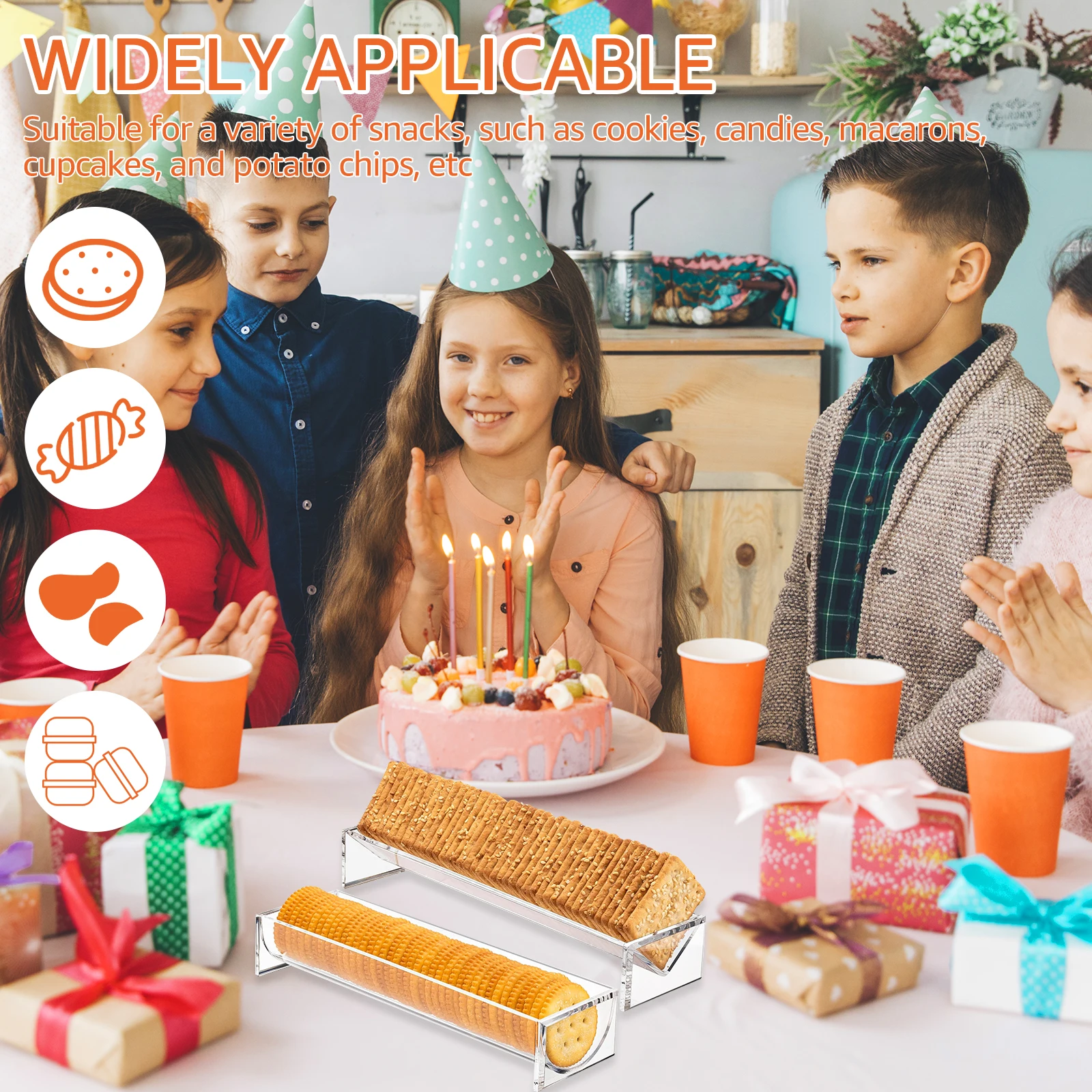 2/4 Pcs Cracker Serving Tray Clear Acrylic Cracker Holder 8.75x2.75x1.5 inch Multipurpose Food Display Stands for Party Events