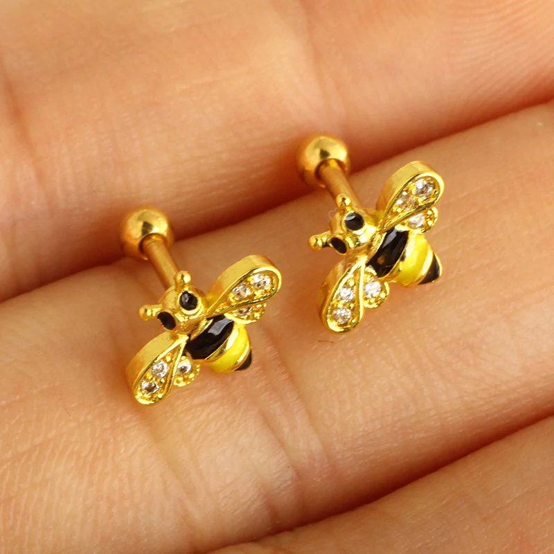 wholesales hot sales bee cartilage tragus piercingss lip piercings daith helix conch jewelry labret stud lip rings helix earring