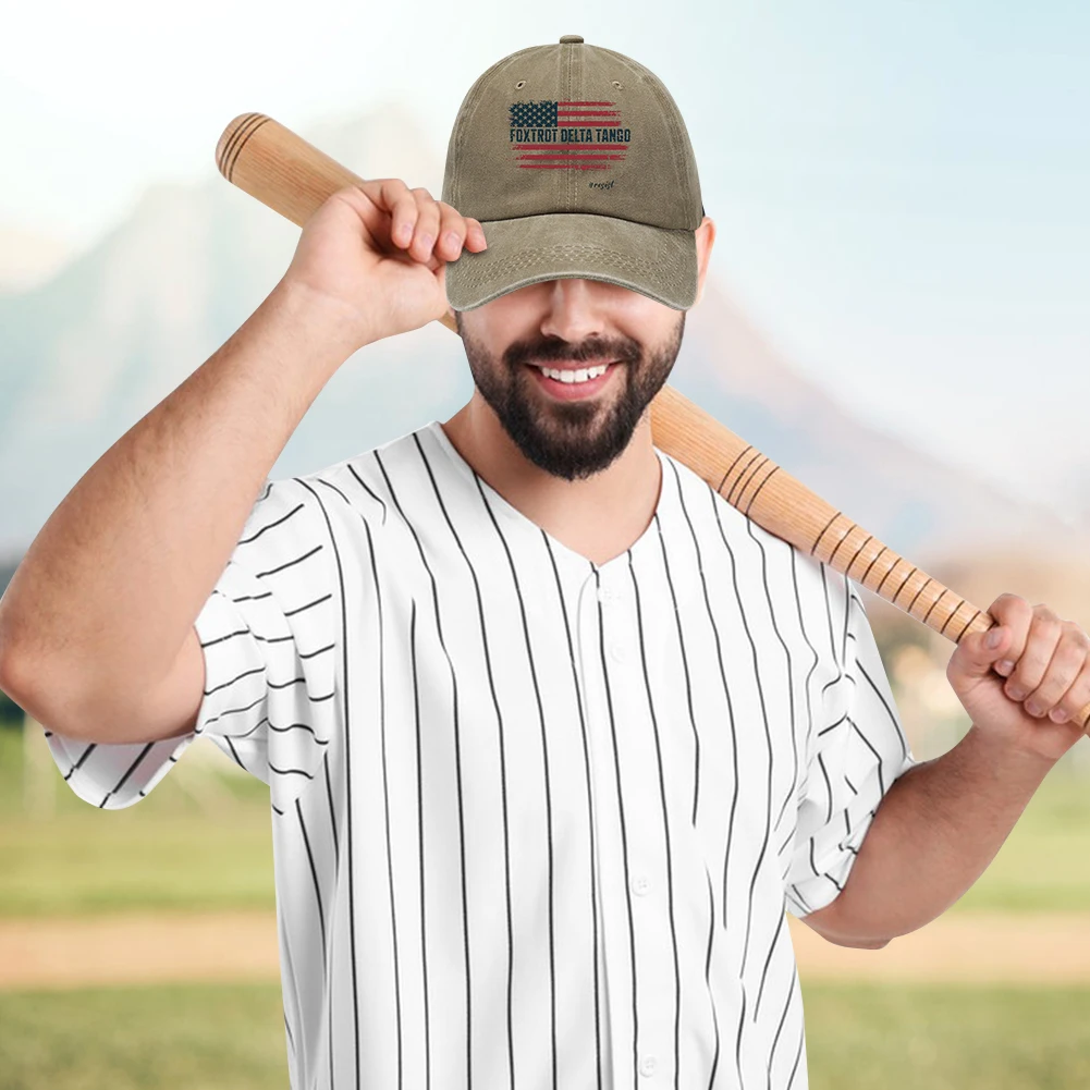 Distressed Baseball Cap Breathable US Flag Baseball Hat Comfortable Unisex Golf Hat Foxtrot Delta Tango for Men Women